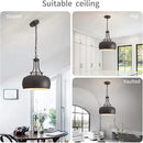 WUZUPS Chandelier Rustic Farmhouse Industrial Round Ceiling Pendant LED Light Fixture with Open Bottom Drum Shade, H 15.7" x W 13.4", Distressed Rust by CozyNest Decor
