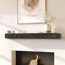 48x8x3 Fireplace Mantel - Handcrafted Hollow Rustic Solid Wood Wall Mounted Floating Shelf with Invisible Heavy Duty Wood Bracket (Weathered Black) by CozyNest Decor