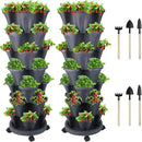Vertical Planter 7 Tier Stackable Planters Garden Planters Strawberry Herb Flower and Vegetable Planter Indoor Outdoor Gardening Pots with Removable Wheels and Tools by GreenHaven Gardens