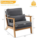 Karl home Accent Chair Wide Armrest Mid-Century Lounge Chair Linen Fabric Armchair with Lumbar Pillow & Solid Wood Frame for Living Room, Bedroom, Balcony, Gray by CozyNest Decor