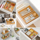Silverware Tray for Drawer, Stackable Kitchen Bamboo Drawer Organizer 12" x 6" x 2" Set of 2 by CozyNest Decor