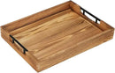 LotFancy Large Ottoman Tray for Living Room, 17x13'' Wood Serving Tray with Handles, Home Décor for Coffee Table, Sofa, 2 Skidproof Coasters Included by CozyNest Decor