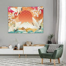 HZOHNAGO Japanese Tapestry Cherry Blossom Crane Sea Wave Fuji Mountain Red Sun Pattern Printed Wall Tapestry Painting Wall Hanging for Bedroom Living Room Dorm 40" W x 30" H by CozyNest Decor