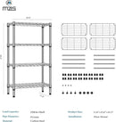 1000 lbs 4 Tier Shelf Metal Storage Shelves Wire Rack Closet Organizers for Garage Kitchen Bathroom Laundry Chrome 11.8" D x 25.6" W x 45.5" H by CozyNest Decor
