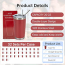 IEOVIEE 32 Pack 20oz Stainless Steel Bulk Tumblers with Lids and Straws Double Wall Insulated Travel Mug Durable Powder Coated Tumbler Bulk Cup for Cold and Hot Drinks(Red) by TinyTreasures Baby Boutique