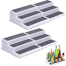 3-Tier Expandable Spice Rack, Plastic Spice Rack Organizer for Cabinet, Adjustable Length, Non-Skid Spice Shelf Organizer for Kitchen Cabinet, Countertop or Pantry, 2 Pack, White/Grey by CozyNest Decor