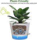 Self Watering Pots for Indoor Plants,12 inch Planters with Drainage Holes Plastic Flower Pots with Deep Reservoir, White by CozyNest Decor