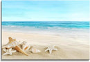DZL Art S73981 Beach Picture Decor Ocean Painting Canvas Wall Art Prints of Starfish and Seashell on Sandy Seaside Ready to Hang for Living Room Bedroom Office Wall Decor Home Decoration