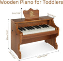 Wood City Wooden Piano Toys (25 Keys) Mini Music Educational Instrument Toy Toddler Baby Kids Piano Keyboard with Music Stand and Color Coded Keyboard Stickers for 3-7 Year Old by TinyTreasures Baby Boutique