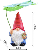 Garden Gnome Statue Decoration with Leaf Umbrella, 7.5” Figurine Ornament for Indoor Outdoor Home Patio Yard Lawn, for Gnome Lovers & Garden Enthusiasts，Mom，Women by CozyNest Decor