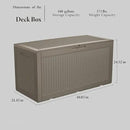 100 Gallon Resin Deck Box, Waterproof Outdoor Storage Bin for Patio Furniture, Pool Accessories, and Garden Tools, Lockable & UV-Resistant, Grey by GreenHaven Gardens