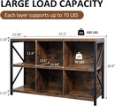 6 Cube Storage Organizer Bookshelf, Industrial Horizontal Bookcase, Accent Cubby Shelf, Media Console Table for Living Room, Home Office, 47.2 Inches, Rustic Brown by CozyNest Decor
