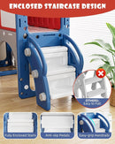 YUFU 12 in 1 Kids Slide for Toddlers, Toddler Slide Playset with Golf, Drawing Board, Climber, Basketball Hoop and Storage Space, Indoor Outdoor Toddler Playground for Kids Age 1-3 (Blue Red) by TinyTreasures Baby Boutique