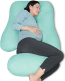 MOON PARK Pregnancy Pillows for Sleeping - U Shaped Full Body Maternity Pillow with Removable Cover - Support for Back, Legs, Belly, HIPS - 65 Inch - Turquoise by TinyTreasures Baby Boutique