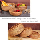 3 Pack Hadewoven Round Rattan Fruit Basket Wicker Food Tray Weaving Storage Holder Dinning Room Bowl, 10 Inch Small Wicker Basket Serving Tray Woven Basket for Bread,Snack,Brown(3-Size Kit) by CozyNest Decor