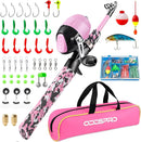 ODDSPRO Kids Fishing Pole Pink, Portable Telescopic Fishing Rod and Reel Combo Kit - with Spincast Fishing Reel Tackle Box for Girls, Youth by TinyTreasures Baby Boutique