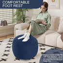 MeMoreCool Round Stuffed Pouf Ottoman Foot Rest, Floor Pouf Foot Stool with Soft Foam Chunk Filling, Small Round Ottoman Footstool Circle Footrest for Living Room, Navy by CozyNest Decor