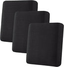 H.VERSAILTEX Super Stretch Individual Seat Cushion Covers Sofa Couch Slipcover Sets Thick Jacquard Textured Twill Fabric (3 Piece Covers, Black) by CozyNest Decor