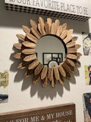 Honiway Wall Mirror Decorative 12 inch Rustic Wood Mirror Sunburst Boho Mirror for Entryway Bedroom Living Room Bathroom House Warming Gifts New Home Essential Carbonized Black by CozyNest Decor