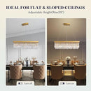 Modern Gold Crystal Chandelier,Rectangular K9 Crystal Raindrop Light Fixture,6 Light Rectangle Chandeliers for Dining Room Living Room Kitchen Island L31.5''xW10''xH10'' by CozyNest Decor