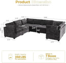 HOOOWOOO Modular Sectional Sofa,7 Pieces Sectional Couches for Living Room,131X98 U Shaped Cloud Couch Set(Grey Velvet Corduroy) by CozyNest Decor