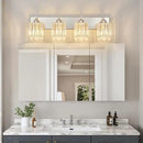 Modern Vanity Light 4-Lights Brushed Nickel Vanity Light Crystal Bathroom Wall Light Bathroom Light Fixtures by CozyNest Decor