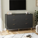 GAOMON 6 Drawer Dresser, Wood Chest of Drawers Organizer Storage with Gold Handle, Large Storage Cabinet, Modern Design Dresser for Bedroom, Living Room, Closet, Hallway, Entryway, Black by CozyNest Decor