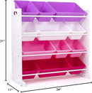 Humble Crew Kids Toy Storage Organizer with 12 Plastic Bins, White/Pink/Purple – Removable Bins for Playroom, Bedroom, Toddler Furniture for Boys and Girls Ages by TinyTreasures Baby Boutique
