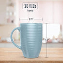 Set of 4 Oversized 20oz Tall Ceramic Latte Coffee Mugs, Gift Set for Cococa, Tea and More. With Large Handles; Dishwasher and Microwave Safe. (Blue) by CozyNest Decor