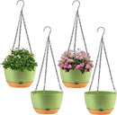 4 Pack Plastic Hanging planters for Indoor Plants,8 Inch Plant Pot Indoor Outdoor Hanging Baskets,Hanging Flower Pots with Drainage Holes and Chain for Garden Porch Plants (Green) by CozyNest Decor