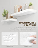 Marsmiles 31.5" Floating Shelves for Wall, Wooden Shelves with Invisible Brackets Set of 2, Rustic Farmhouse Wall Mounted Shelf for Kitchen Bathroom Living Room Study, White by CozyNest Decor