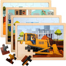 Wooden Vehicle Puzzles for Kids Age 3 4 5 Year Old, 4 Pack 24 Pcs Montessori Toddler Jigsaw Puzzles for Girl boy Activities Preschool Learning Educational Birthday Gift Travel Autistic Wooden Toys by TinyTreasures Baby Boutique