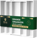 ROYAL CRAFT WOOD Luxury Bamboo Kitchen Drawer Organizer - Silverware Organizer - Utensil Holder and Cutlery Tray with Grooved Drawer Dividers for Flatware and Kitchen Utensils (5 Slot, White) by CozyNest Decor