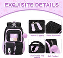Kids Backpack for Girls School Bags for Middle School Students Book Bag for Elementary Primary Kawaii Ita Backpack, Black and Purple by TinyTreasures Baby Boutique