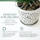Elegant Orchid Pot with Holes, Large 6.5 inch Premium Porcelain Ceramic Orchid Pot for Repotting, Durable Ceramic Planter with Removable Saucer for Easy Drain, Planter Gifts for Moms by GreenHaven Gardens