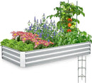 Quictent Galvanized Raised Garden Bed 6x3x1 Ft Metal Planter Box for Vegetables Bottomless for Backyard Outdoor, Include 1 Tomato Cage, Silver by GreenHaven Gardens
