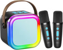 Kinglucky Mini Karaoke Machine for Kids, 2025 TOP Birthday Gifts Ideas for 3-12 Year Old Girls, Christmas Party Gifts Kids' Personal Video Players Accessories with 2 Wireless Microphones-Black & Blue by TinyTreasures Baby Boutique