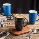 AmorArc Large Coffee Mugs Set of 6, 20oz Ceramic Tall Coffee Mugs Set with Textured Geometric Patterns for Latte/Tea/Beer/Hot Cocoa, Dishwasher & Microwave Safe, Multi by CozyNest Decor