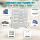 5-Tier Magnetic File Organizer, No Drilling Installation, White Magnetic Paper Holder, Magazine Rack for Refrigerator and File Cabinets by CozyNest Decor