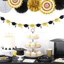 Black Gold Party-Decoration Graduation Banner - 14pcs Kits Cap Garland Streamers, Paper Tissue Pom Poms Flowers Fans Honeycomb,Class Of 2025 College High School Grad Decor Hugfond by CozyNest Decor