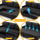 Pull Out Couch, Oversized Sleeper Sofa Couch, Sectional Sleeper Sofa Bed for Living Room Bedroom Lounge (Black, 73 Inch) by CozyNest Decor