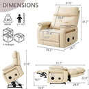 Dual Motor Power Lift Recliner Chair for Adult & Elderly, Infinite Position Lay Flat Lift Chair with Heat & Massage, Cup Holder, Lumbar Pillow, Wireless Charger, USB Ports, Leather (Beige) by CozyNest Decor