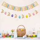 Easter Party Decorations Burlap Rabbit Bunny 3D Felt Egg with Wood Beads Garland Felt Easter Sign Burlap Pennant Banner Flag with Pastel Ribbon for Easter Spring Birthday Baby Shower Party Supplies by CozyNest Decor