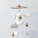 Cloud Moon Crib Mobile Cloud Baby Mobile for Crib Neutral Boho Clouds and Stars Moon Mobile Boucle Mobile, coffee 3 by CozyNest Decor