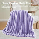 BEDELITE Faux Fur Throw Blanket for Couch, Soft and Cozy Luxurious 3D Striped Fluffy Blanket, 770GSM Thick Warm Plush Fuzzy Faux Rabbit Fur Blanket for Women Gift (Lavender, 60"x 80") by CozyNest Decor