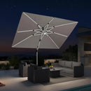 PURPLE LEAF 10' X 10' Solar Powered LED Patio Large Umbrella Offset Double Top Hanging Umbrella Outdoor Market Umbrella for Garden, Heather Taupe by GreenHaven Gardens