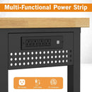 70" Heavy Duty Solid Wood Work Bench with Pegboard, Adjustable Height Workbench with Wheels and Power Outlets, 2000 LBS Capacity Work Table for Garage, Workshop, Office, Home by GreenHaven Gardens