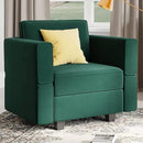 Belffin Velvet Modular Sectional Arm Chair Accent Chair with Storage Seat Single Club Chair for Apartment Green by CozyNest Decor