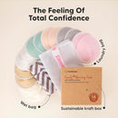 Organic Breast Pads - 14 Viscose Derived from Bamboo Washable Pads + Wash Bag, 3-Layers Breastfeeding Nipple Pad for Maternity, Reusable Nipplecovers for Breast Feeding(Pastel Touch Lite, L 4.8") by TinyTreasures Baby Boutique