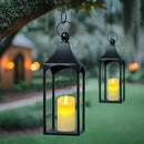 Eufrozy Lanterns Decorative Outdoor Indoor Set of 2 Black Metal Candle Lanterns with Flameless Candle, Modern Farmhouse Lantern Decor for Porch Patio Fireplace Mantle Kitchen Table Christmas Gifts by CozyNest Decor